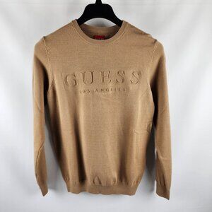 Guess Sweater Mens Small Brown Stero Deboss Pullover NWT